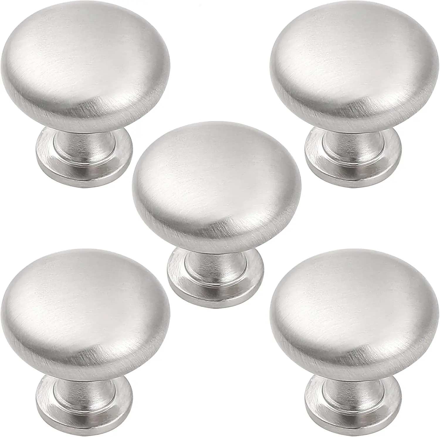5 Pack Cabinet Knobs Hardware,Furniture Round Knobs in Brushed Nickel Finish,/16 inch(29.5mm) Diameter Kitchen Pull Knobs