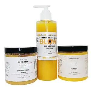 Glow Combo Skincare Set - Turmeric Glow Scrub, Butter and Face Wash - Natural Exfoliation and Hydration