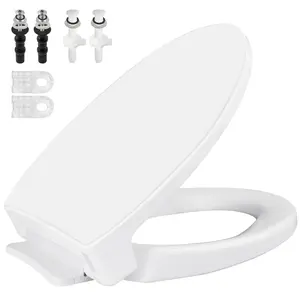 SS114 Toilet Seat Replacement Compatible with TOTO, Elongated Soft Close Toilet Seat for SS113/SS154/SS204/SS214/SS224, Transitional Heavy Duty Oval Toilet Seats, 2-Pack Toilet Bolts and Nuts, White