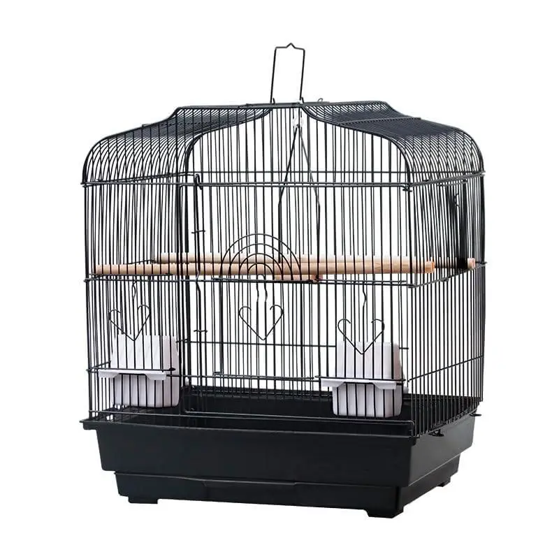 GARVEE Rectangular Portable Bird Carrier Cage (20.5"x18.1"x14.2") with Metal Frame, Handle, Food Container, Wooden Perch & Pull-Out Tray for Small Parrots, Lovebirds