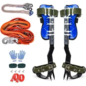 Professional Tree Climbing Spikes Kit with Full Safety Gear - Adjustable Stainless Steel Spurs, Harness Belt, Lanyard & Gloves for Arborist Work, Logging, Fruit Picking, Hunting & Outdoor Survival