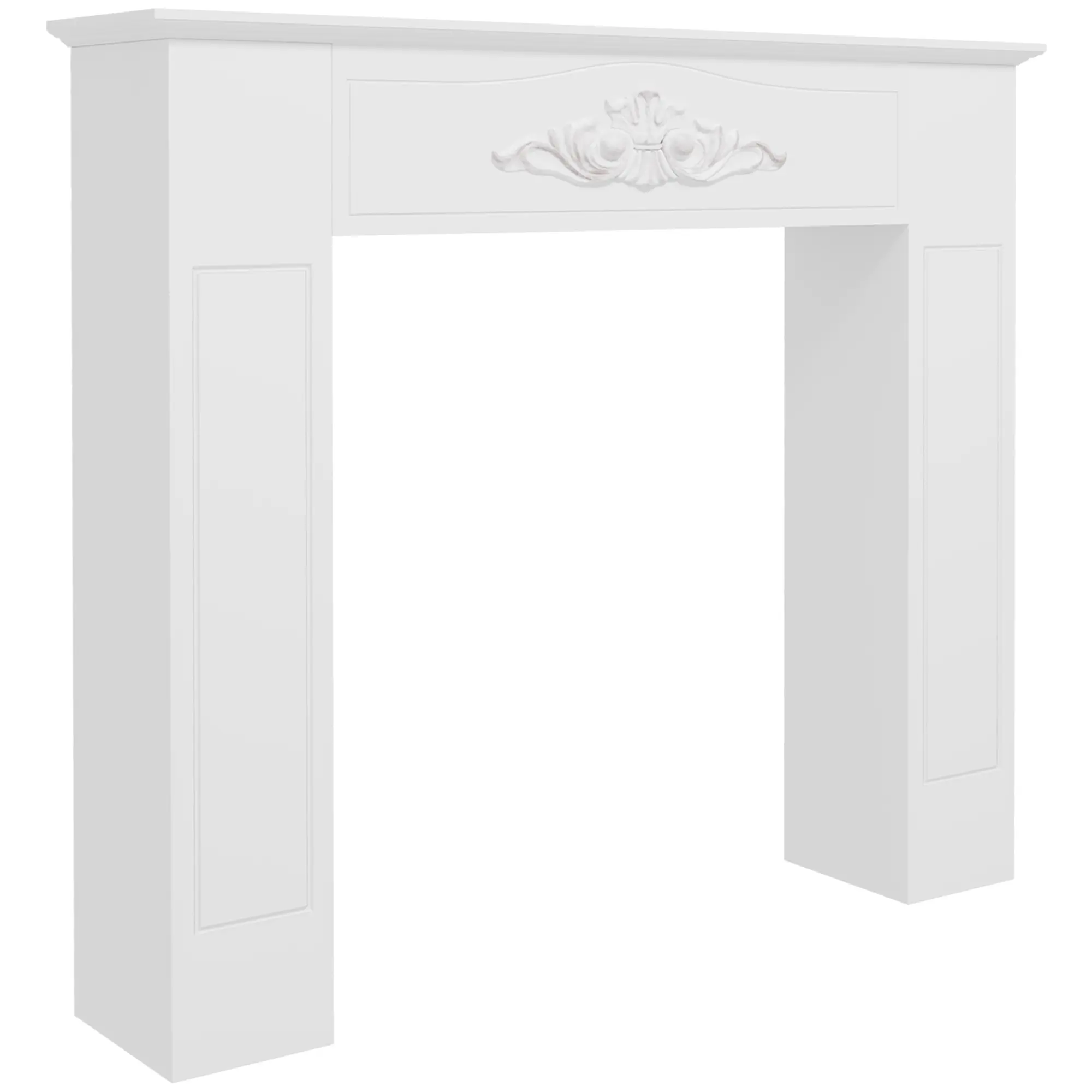 HOMCOM Modern Fireplace Mantel, Freestanding Fireplace Surround with Leg for Electric Fireplaces, 44.7" W x 40" H, White