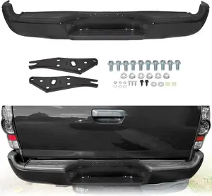 Rear Step Bumper Assembly Compatible with 2005-2015 Toyota Tacoma Fleetside Styleside Replacement for TO1103114 with Reinforcement Bar/License Light/End Bracket/Center Top Pad