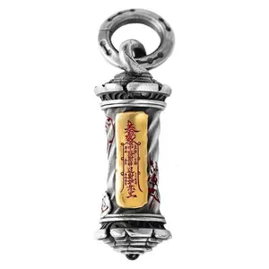 Suspended Talisman Pendant with Intricate Design and Gold Accents Symbolic Jewelry