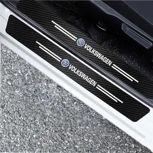 Carbon Fiber Car Door Sill Protector Stickers Accessories For VW Atlas Jetta Touareg Variant Golf Polo GTI Taos Nivus Passat Tiguan Arteon Taigo Caddy Sharan Beetle CC Amarok Transporter Caravelle Crafter Touran Scirocco Virtus