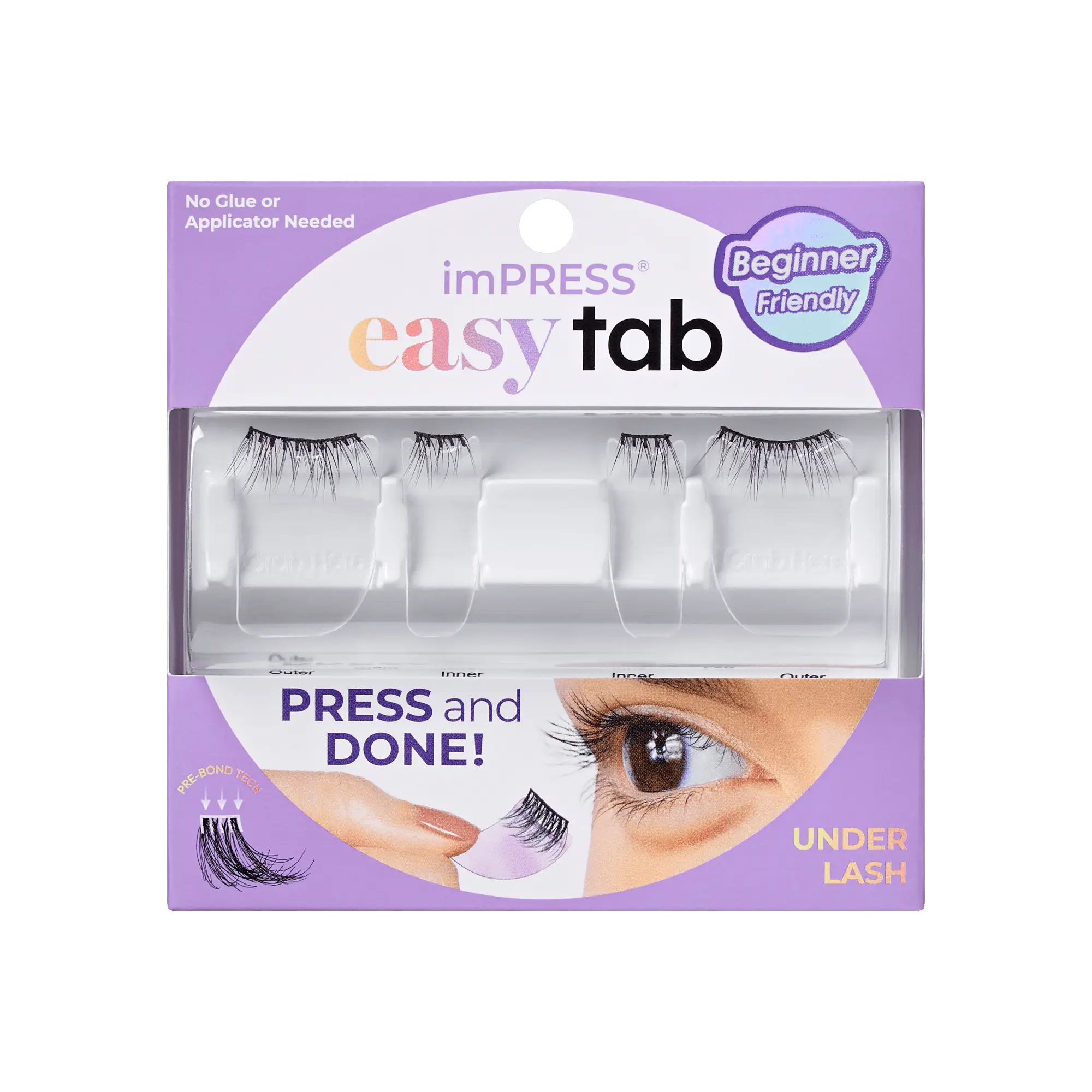 Impress Falsies easy tab Pre-Glued False Eyelashes - Airy Wispy | 1 Pair of Half Lash & 2 Lash Clusters, 3mm-10mm