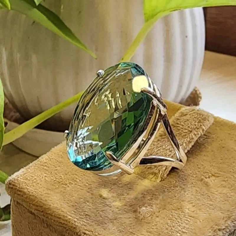 Vintage Exaggerated Polygon Blue Cubic Zirconia Marquise Cut Engagement Ring for Women Charm Wedding Bridal Jewelry Christmas Valentine's Day Anniversary Gifts, Beautiful Rings