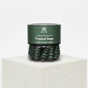 AVOVIVA Tropical Sage Charcoal Incense Cones | Oud Resin Incense | 24 Cones | Long Burn Aromatherapy | Premium Home Fragrance Gift