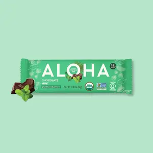 ALOHA Chocolate Mint Protein Bars - 12 Bars - Certified USDA Organic - 100% Plant-Based - 14g Of Protein - Only 3-5g of Real Sugar - Certified Vegan - Healthy Snack - No Sugar Alcohol Sweeteners