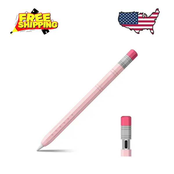 Silicone Sleeve for Apple Pencil (USB-C), Light Pen Skin Case Cover, Magnetic Attachment, Pink