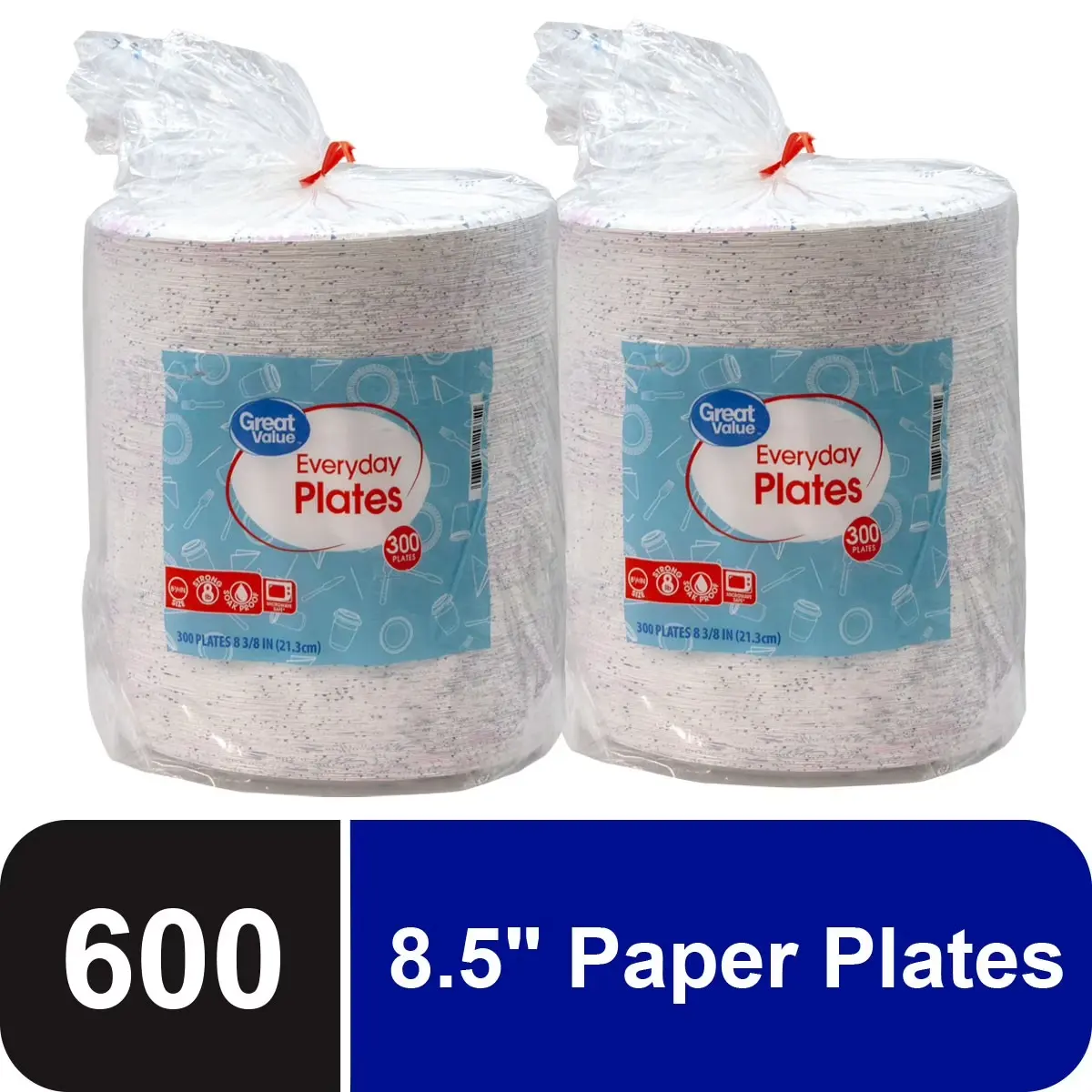 Great Value Everyday Disposable Paper Plates, 600 Count