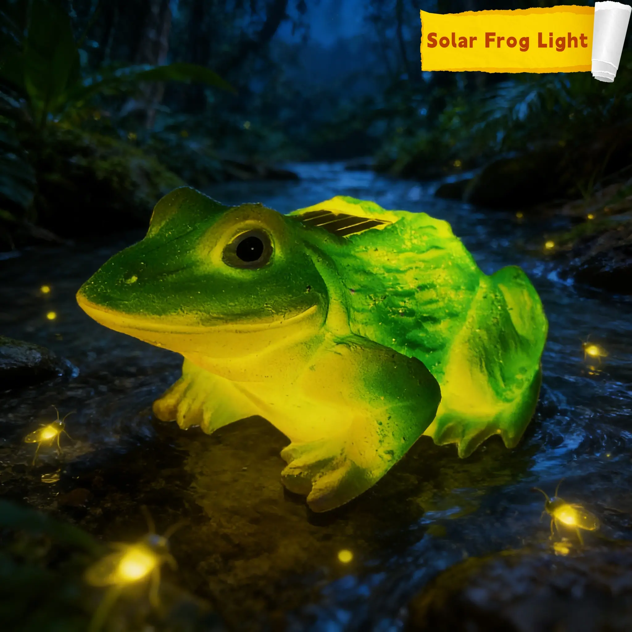 Solar Frog Lights Outdoor, Cute Resin Frog Garden Figurines, Solar Powered Waterproof LED Lawn Ornaments, Warm Yellow Glow Frog Decor for Yard Patio Pathway Porch summerwins