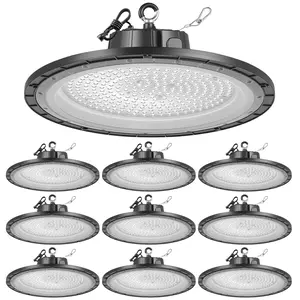 VEVOR 10 Pack LED High Bay Lights, 5000K 200W 30000LM Super Bright UFO LED Warehouse Shop Lights, IP65 Waterproof, 100-277V Wide Voltage for Warehouse Workshop Factory Gym Garage Barn, BlackSummervibes
