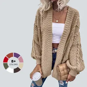 Women's oversized open top knitted lantern long sleeved thick bottom jacket with 8 colors to choose fromRAIMENTRY