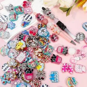 30pcs Random cartoon style acrylic beads (Mainly cartoon characters), perfect for use with beadable pens and beadable keychains.