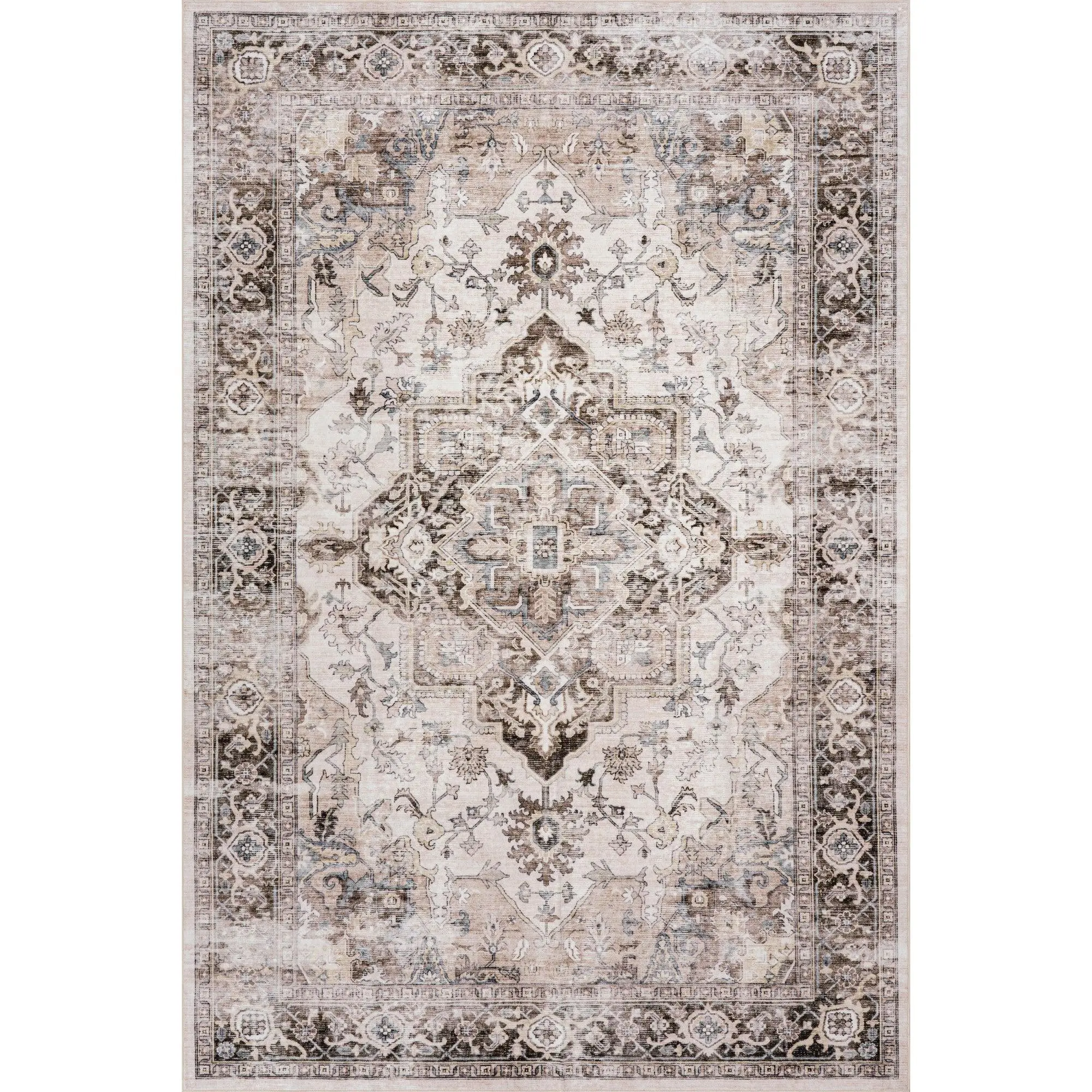 Nuloom Esmira Medallion Washable Rug, Indoor Modern Decorative Area Rug, Suitable for Living Room & Bedroom, Living Room Rug, Bedroom Rug