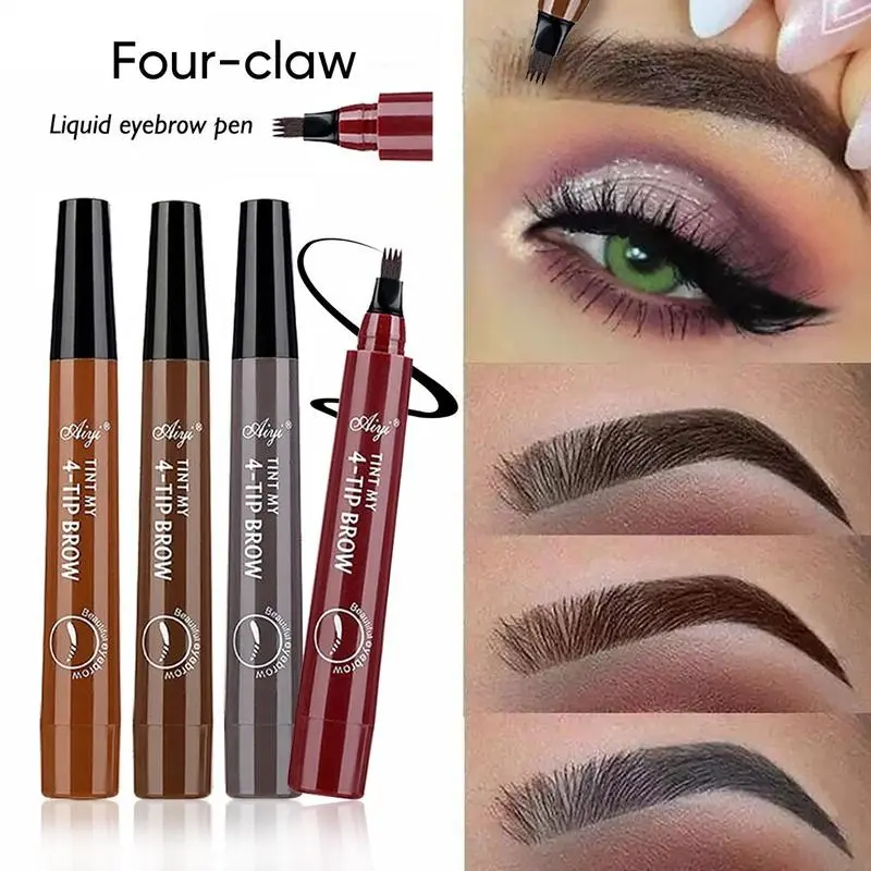 Natural Hair-Stroke Eyebrow Pen - 4-Claw Liquid Formula, No Harsh Lines, Vegan & Cruelty-Free