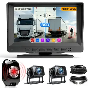 ConewVehicle RV Backup Camera for Truck,7 inch 1080P HD Split Screen,2CH Reverse Camera,MP5 Player,BSD with Audible Alarm,DVR Loop Recording,Easy Install, IR Night Vision,Waterproof - Rear Camera for Trucks,Trailers,RVs,Campers,Tractors
