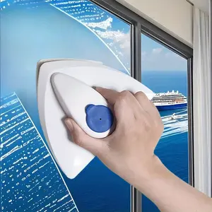 Magnetic Window Cleaner with Dual Water Tanks and Squeegee System, Manual Operation, Ergonomic Handle, Ideal for Home and Boat Use Cleaning