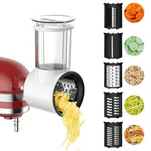 GVODE Slicer Shredder Attachment for Kitchenaid Stand Mixer, Cheese Grater Attachment for Kitchenaid with 5 Blades, Large Feed Chute Salad Maker