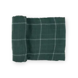 Cotton Muslin Swaddle Blanket - Evergreen Plaid