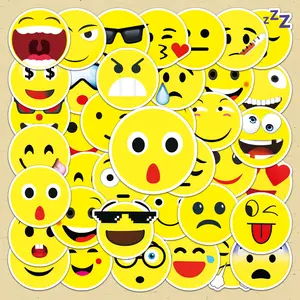 Emotional Face Pattern Sticker, 50pcs/set Cartoon Emotional Face Sticker, DIY Decorative Sticker for Scrapbooking, Journaling, Gift Wrapping