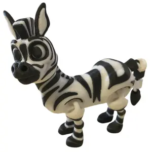 Articulating Zebra 3D Printed Figurine - Zoo Theme Movable Plastic Shelf Ornaments Decor Artistic Sculpture