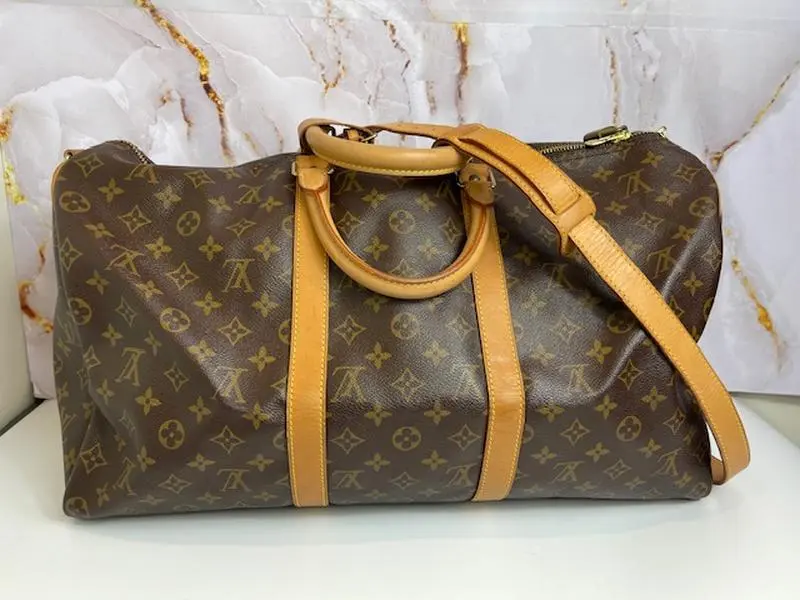 Pre-owned Louis Vuitton Canvass Travel Bags Monogram Keepall Bandouliere 50