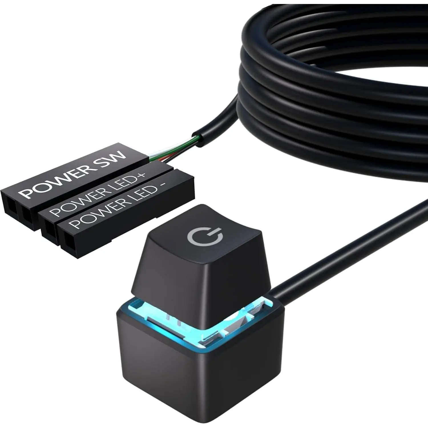 PC Power Button, Desktop External Led Power  On/Off, 65 inch External PC Start Button Computer Case for Computer Motherboard