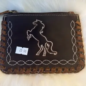 Distressed leather coin pouch