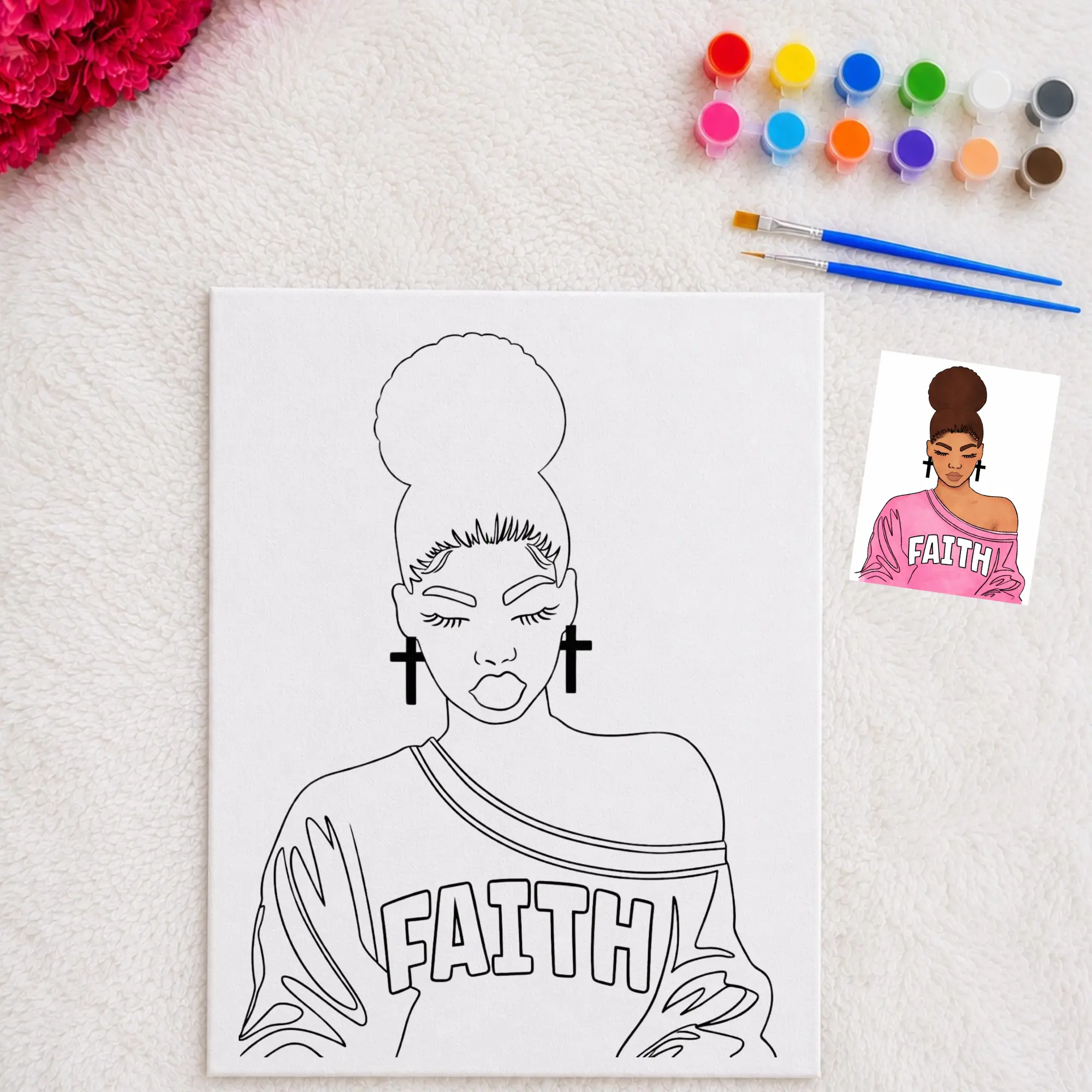 Faith Canvas Paint Kit - Color Your Own Canvas - Sip and Paint Activity