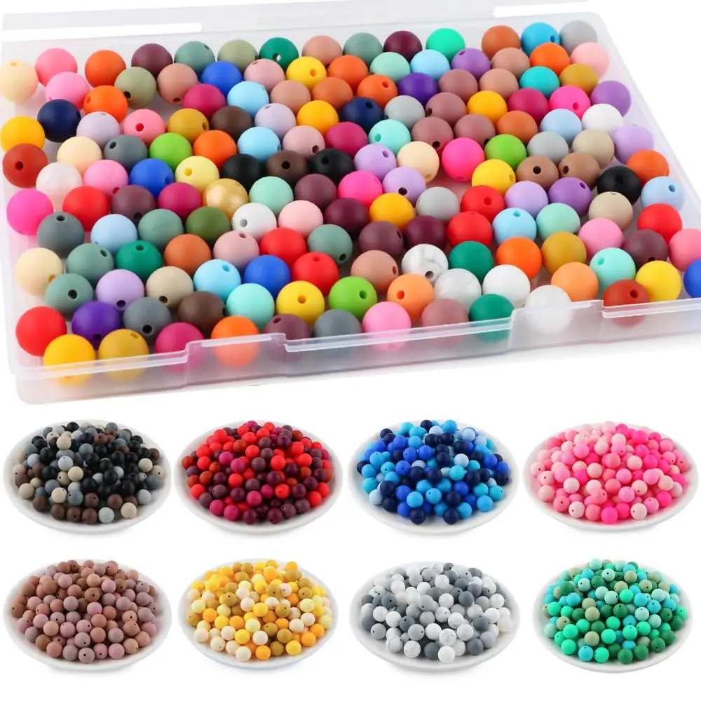 Mixed Color Round Silicone Bead (50pcs), Durable Beads, Bulk Beads, Craft Beads, Beads For Crafts, DIY Jewelry Accessories for Bracelet & Necklace, DIY Mix Beads Jewelry Making Supplies for Women & Teenager, Beading Making, Bead Assortment