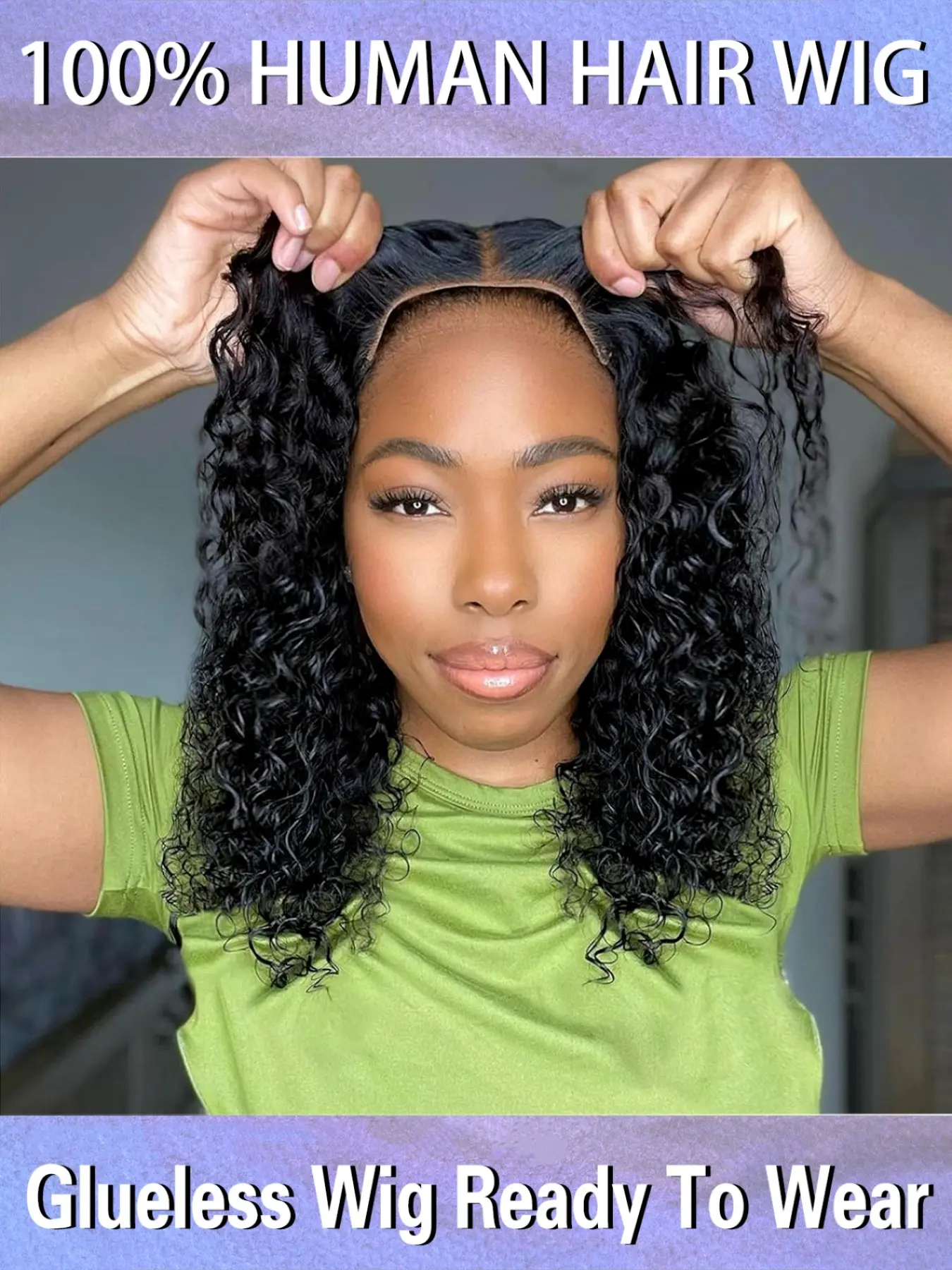 Water Wave Wear And Go Glueless Bob Wig For Women Glueless Hairline Wig Ready To Go Loose Curly Human Hair Wigs Pre Cut 4x4 Lace Closure Wig 100% Real Human Hair