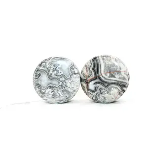 Natural Crystal Wave Jasper Double Flare Plugs, Gray and White Ear Gauges Pair (3mm-32mm), Fashionable High-Quality Jewelry Earrings, Fashionable Jewelry