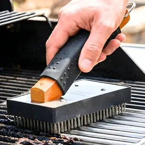 Heavy Duty BBQ Grill Brush – Strong Steel Bristles, Non-Slip Grip, Best for Cleaning Burnt Grease and Tough Dirt