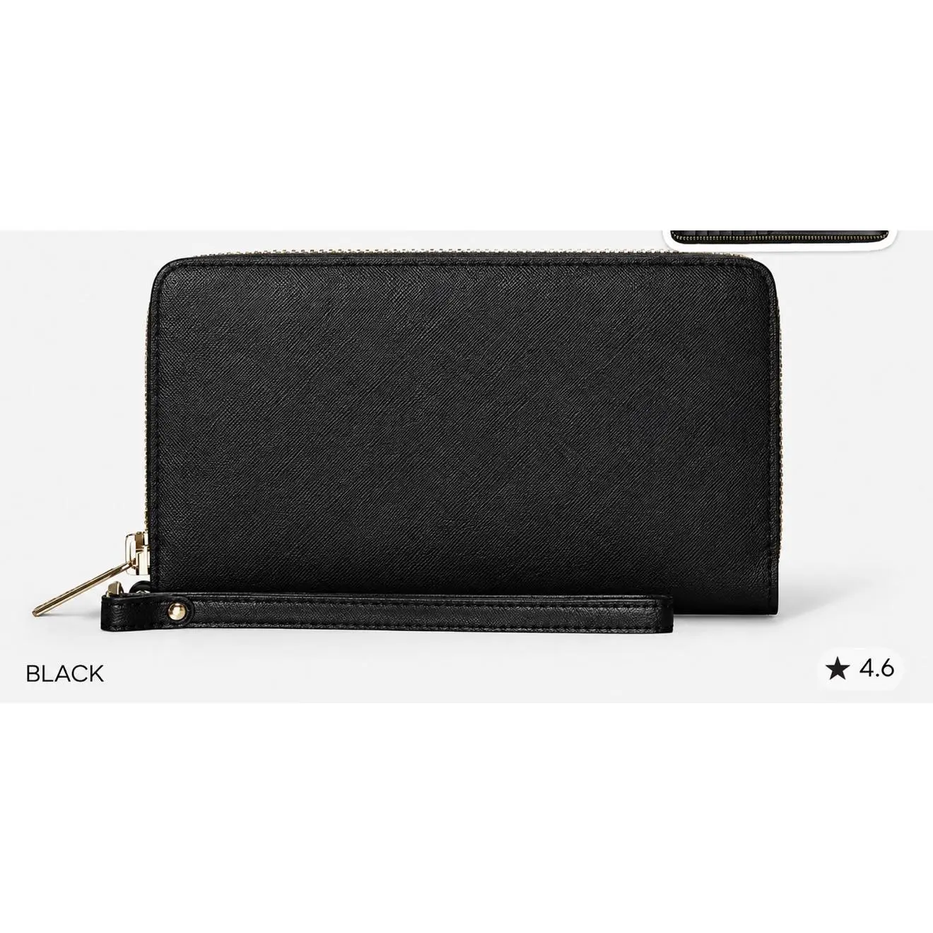 Black Zipper Wallet with Wrist Strap - 4.6 Star Rating - Ideal for Everyday Use