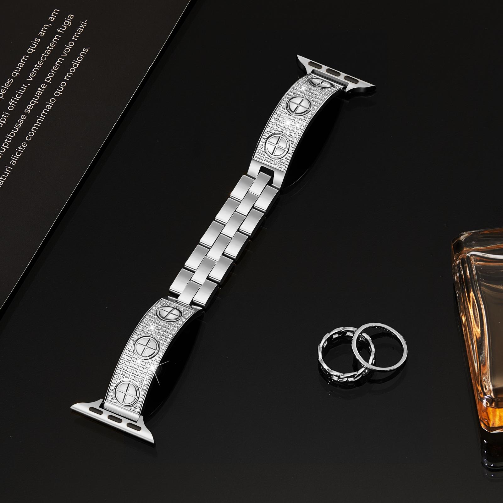 MISSAIR Luxury Diamond Band Compatible with Apple Watch Series 11-1 SE & Ultra - Elegant Stainless Steel Bracelet Wristband For Women's Christmas Gift