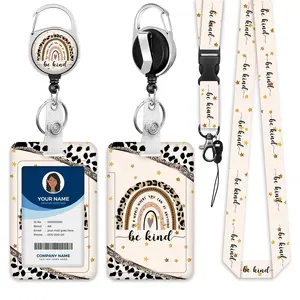 Butterfly Heart Nurse ID Badge Holder Set, Durable Personalized Lanyard with Retractable Reel, Teacher Keychain for Daily Wear