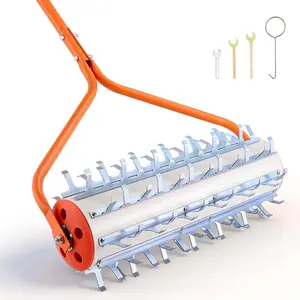 Fathersdaygift VEVOR Lake Weed Roller, 12 ft Lake Pond Weed Removal Tool, Muck Razer Aquatic Sludge Tiller, Rid Roots and Muck Buildup, 9 Preassembled Galvanized Iron Blades, 3 Aluminum Handles, Easy Assemblydealsforyoudays