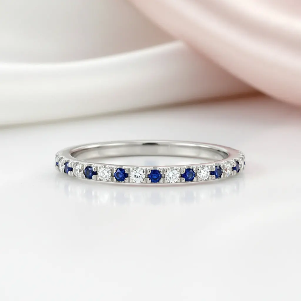 Half Eternity Blue And White Sapphire Wedding Band Half Eternity Blue And White Sapphire Wedding Band