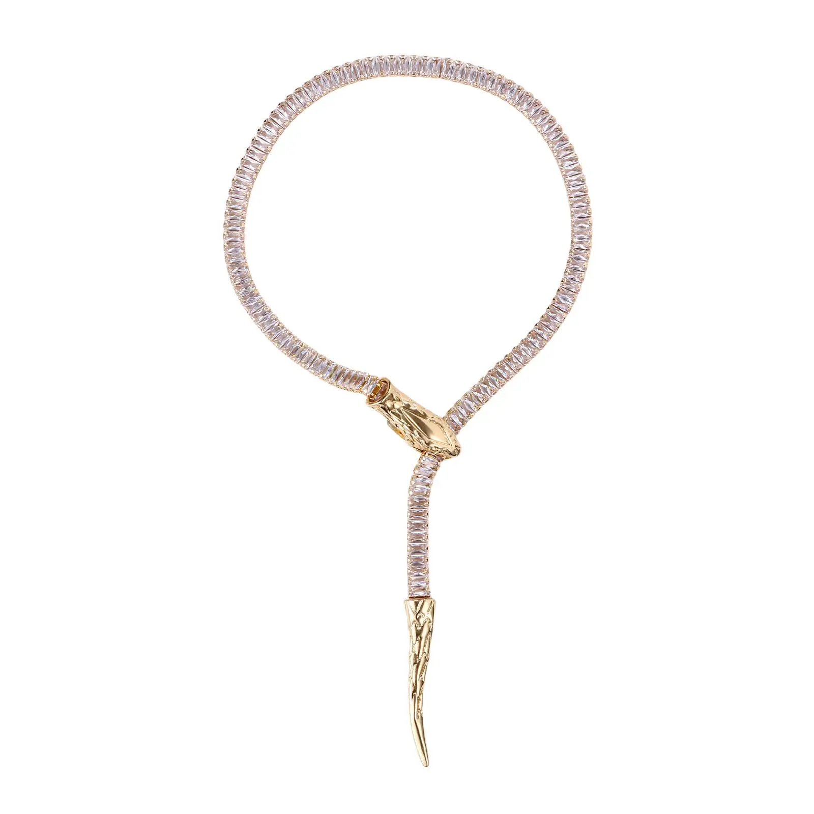 OIDEA Women's Snake Choker Necklace - Adjustable Snake Head Clasp Chain, Sparkling Zircon Costume Jewelry, Shiny 3D Animal Figure Bedazzled Necklaces for Female Daily Wear, Shiny Sparkling Necklaces, Snake Shaped Necklaces