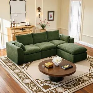 108 in Boneless Sectional Couch, L-Shape Modular Living Room Sofa with Ottoman, Compressed No-Assembly Furniture, Cloud-Like Comfort, Flexible Design, Contemporary Look