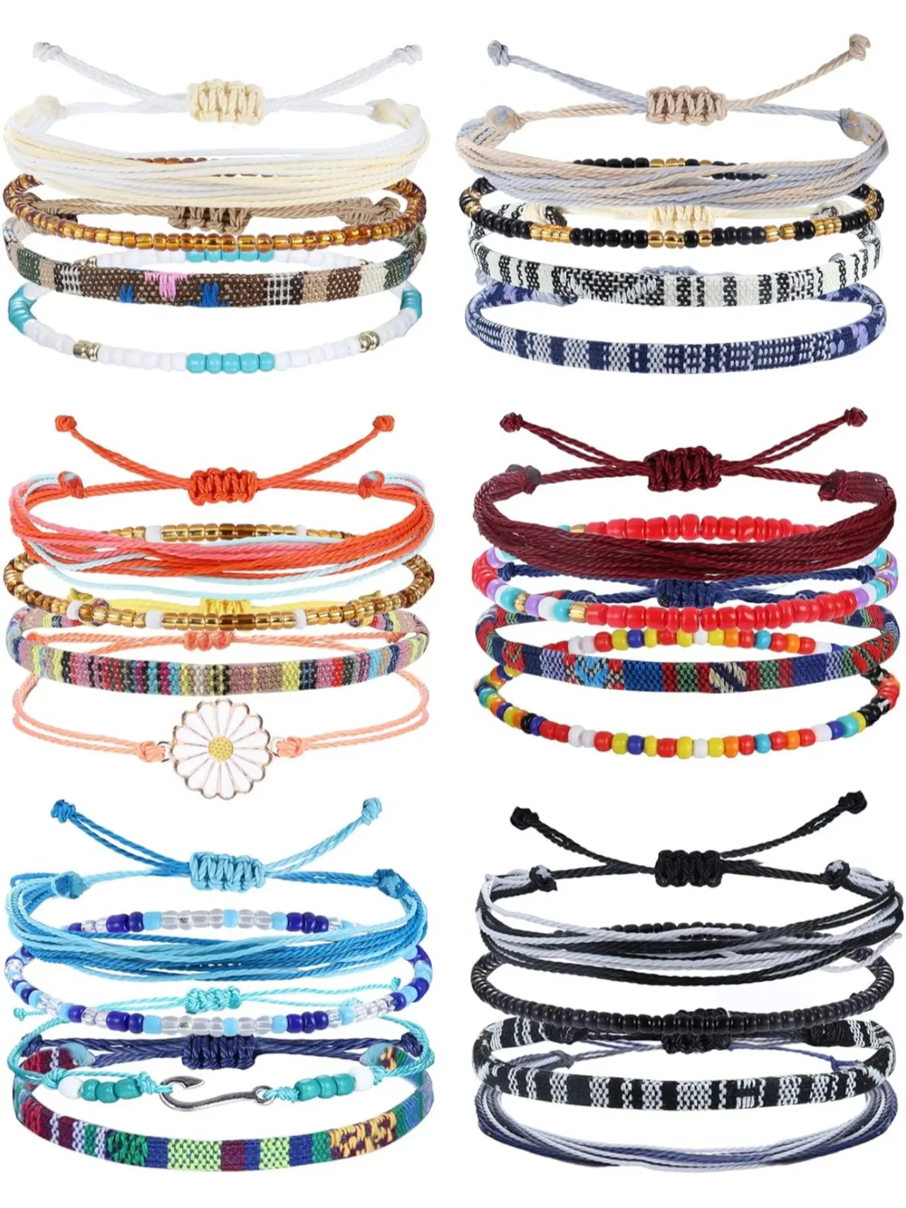 Adjustable Handmade Friendship Bracelet String Boho Style Bracelets or Anklets