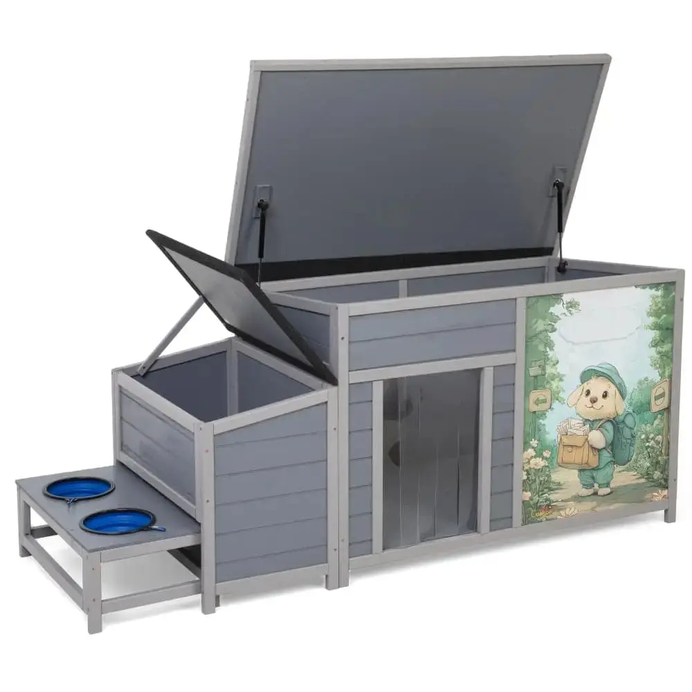 Coziwow 59''L Warm Dog House with Feeding Bowl