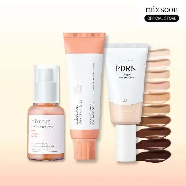 [mixsoon Official] PDRN Renew & Tint Set - Skin-first Care with Moisturizer, Gel, Serum, Glow Natural Finish