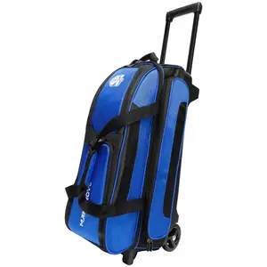 3 Ball Bowling Bag With Wheels & Shoe Compartment  Deluxe Roller Rolling Triple-ball W/accessory Pocket Retractable Handle Extends To 40''