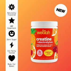 Wellah Creatine + Electrolytes | Creatine Monohydrate Supplement | Electrolyte Supplement | 3g Creatine Per Serving | 1500mg of Electrolyte Complex Per Serving | 30 Servings | Hydration, Energy, and Muscle Recovery Potassium Fitness