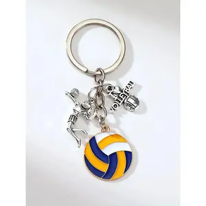 Volleyball Theme Keychain, Alloy Material, Includes Volleyball Pendant, Car Decor, Bag Decoration, Gift for Athletes and Fans