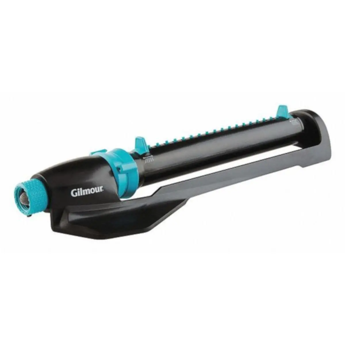 FISKARS Gilmour Metal Elevated Base Medium-Duty Oscillating Sprinkler, 1 Rectangular Pattern, 4000 sq. ft. Coverage, Black & Turquoise, Garden Watering Sprinkler, Watering Systems, Adjustable Nozzle Equipment