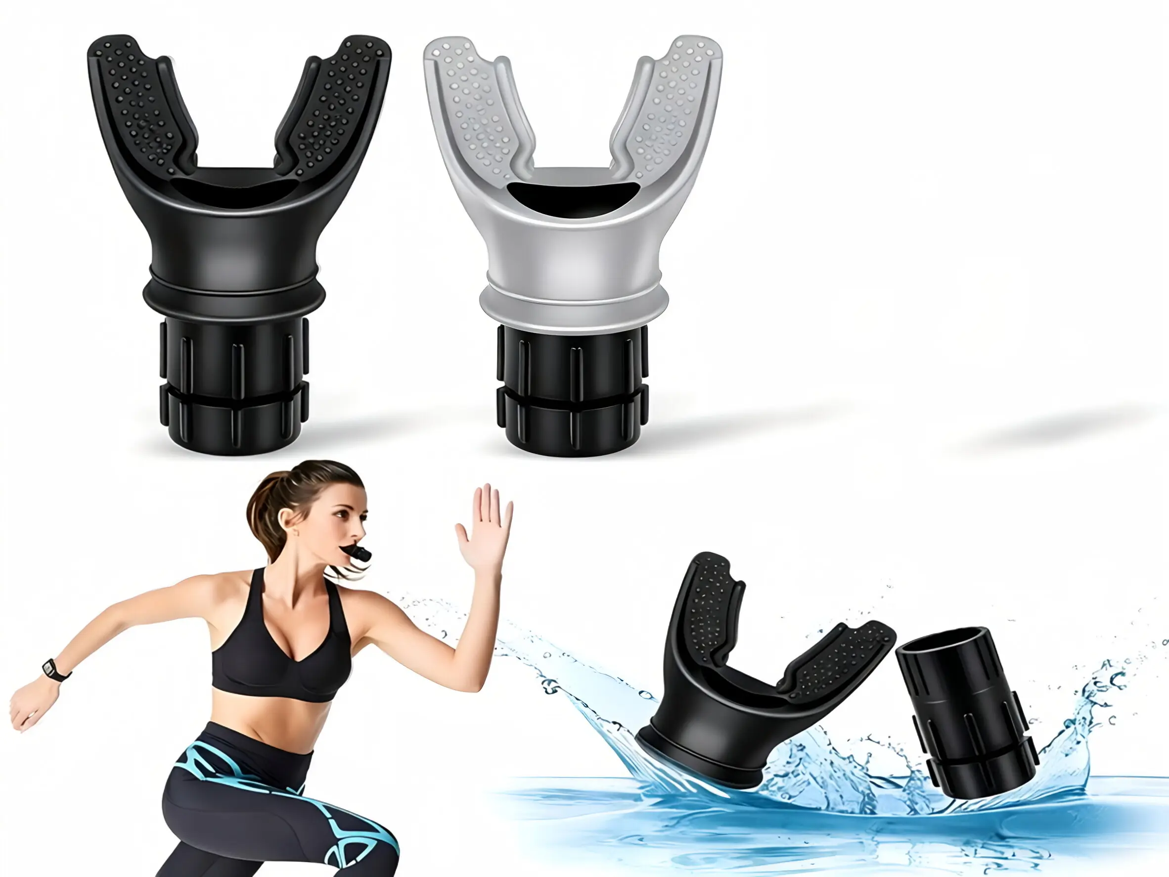 Compact Breathing Trainer with Silicone Mouthpiece for Athletes, Adjustable Resistance Exercise Gear to Boost Lung Capacity, Training Aids, Runners, Resistance Gear, Unisex, Food-Safe, Easy To Use And Clean, Enhance Endurance, Fitness Lovers, Gym-Goers, I